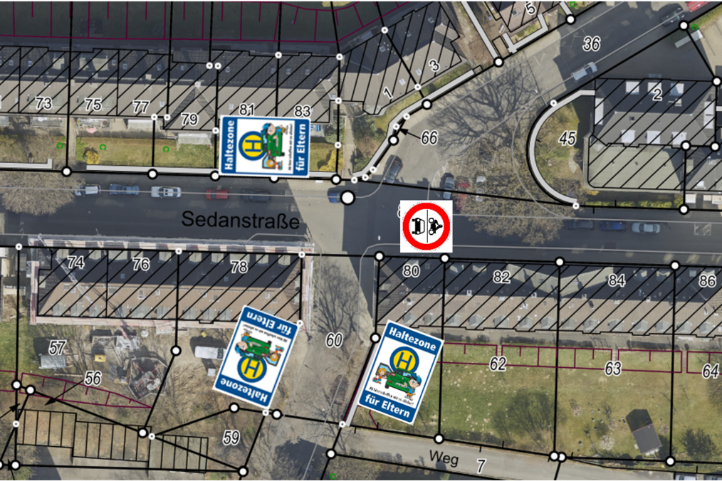 Schulstraße: Beschilderung Sedanstraße