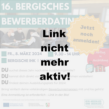 Jetzt noch anmelden: 16. Bergisches Bewerberdating