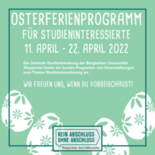 Osterferienprogramm der Zentralen Studienberatung an der Uni Wuppertal