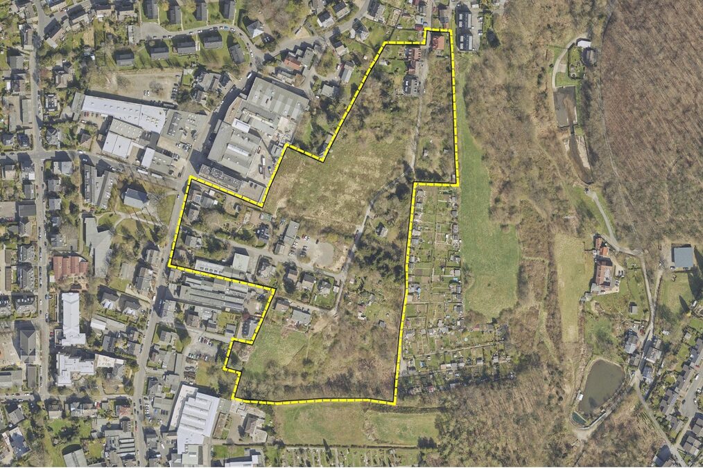 Luftbild mit Abgrenzung des vorhabenbezogenen Bebauungsplans Nr. 681